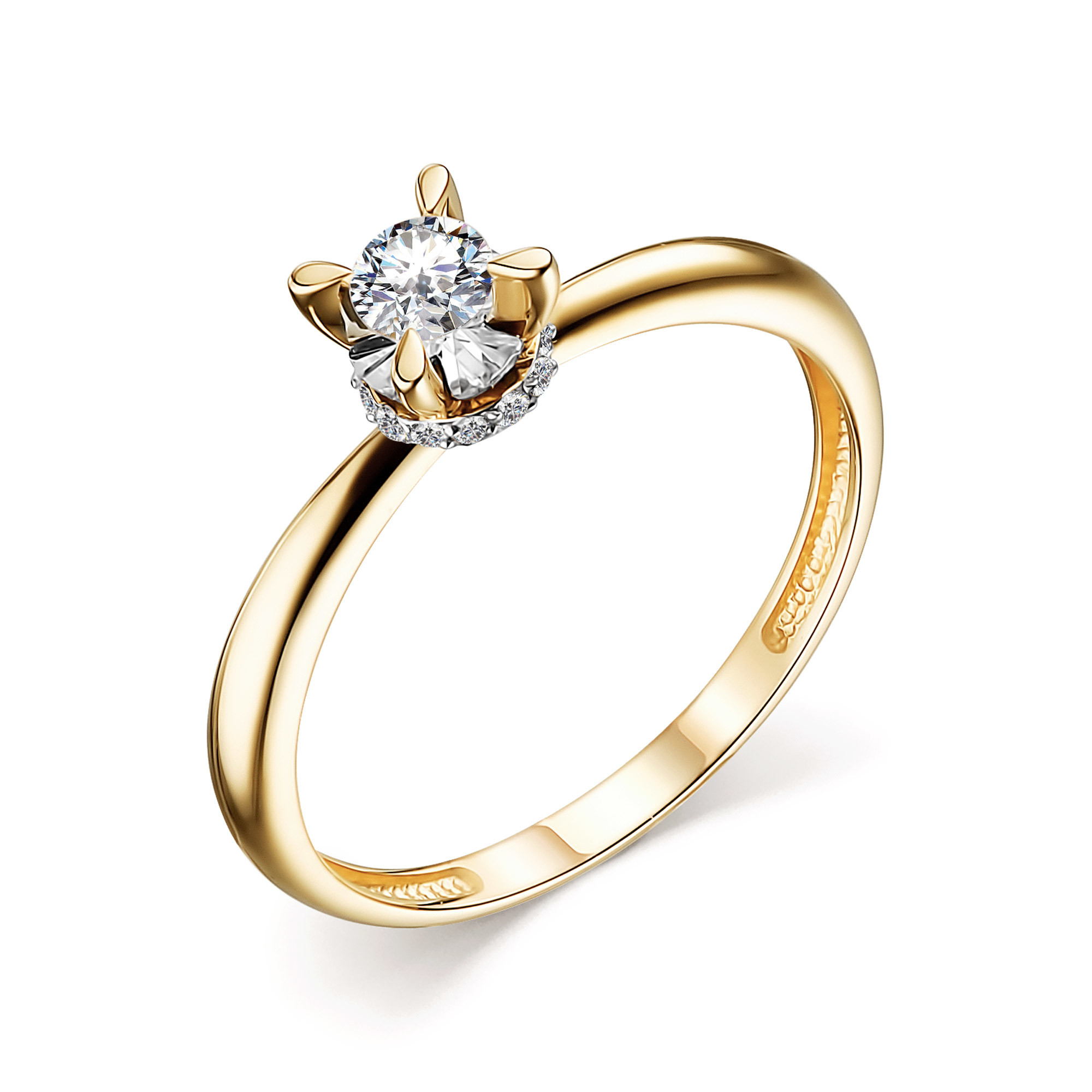 Ювелирное изделие - Кольцо помолвочное из жёлтого золота с бриллиантами в магазине Best-Gold 033518