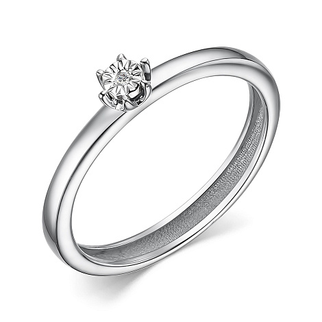 Кольцо помолвочное из белого золота с бриллиантом