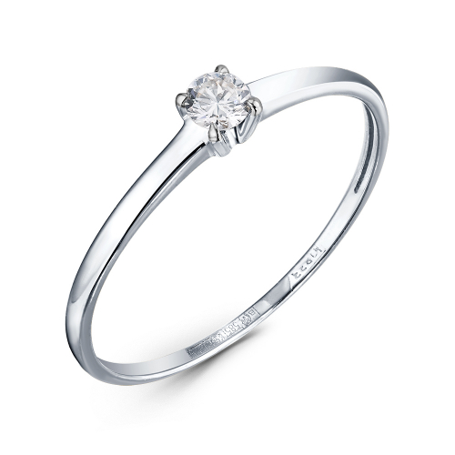 Кольцо помолвочное из белого золота с бриллиантом