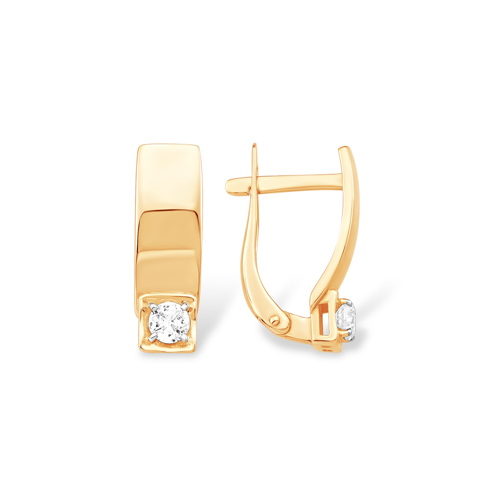 Ювелирное изделие - Серьги из красного золота с фианитами в магазине Best-Gold 140371