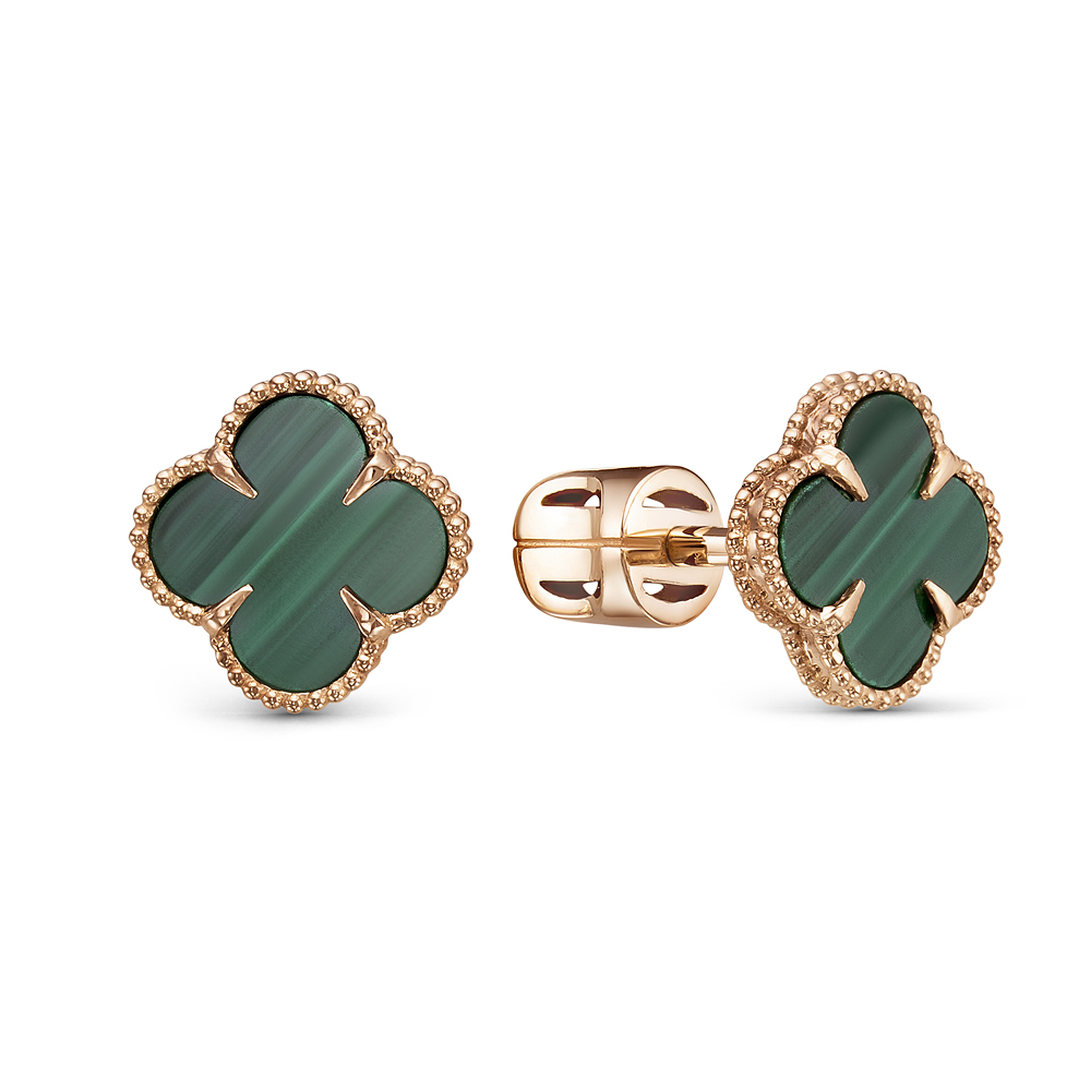 Ювелирное изделие - Серьги из красного золота с малахитом в магазине Best-Gold 149520