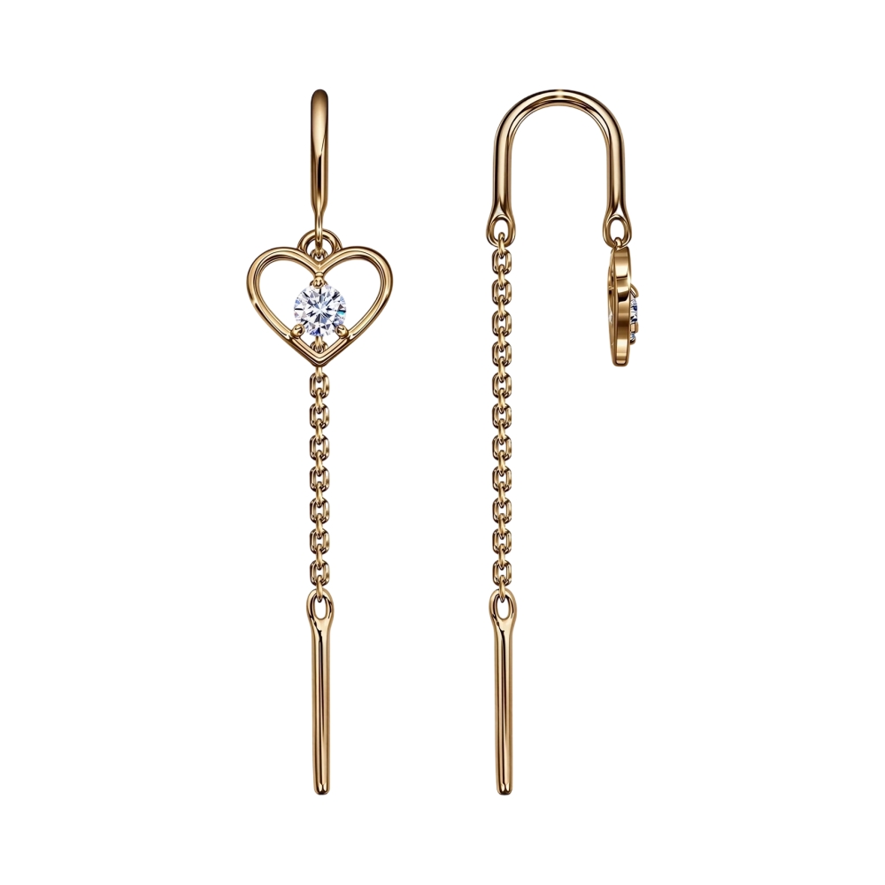 Ювелирное изделие - Серьги из красного золота с фианитами в магазине Best-Gold 150623