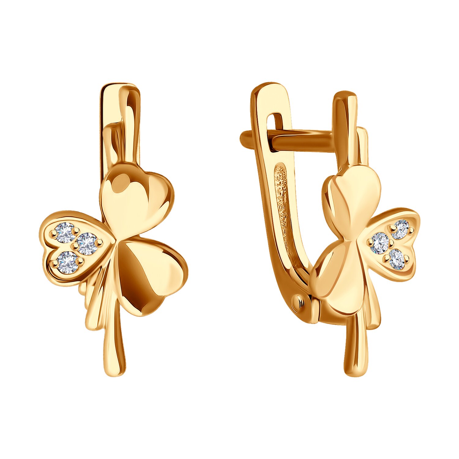 Ювелирное изделие - Серьги из красного золота с фианитами в магазине Best-Gold 139345