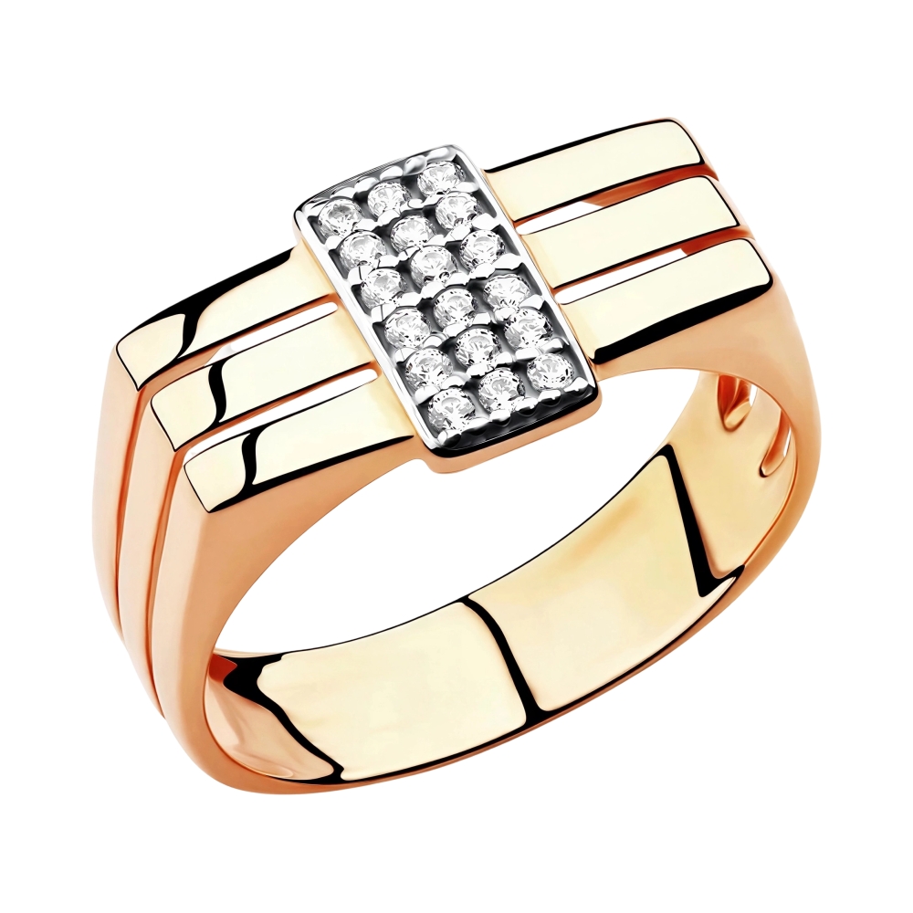 Ювелирное изделие - Кольцо из красного золота с фианитами в магазине Best-Gold 051115