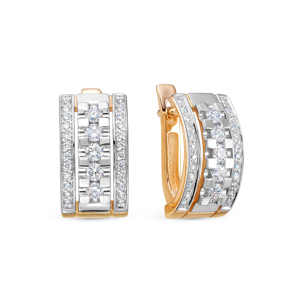 Ювелирное изделие - Серьги из комбинированного золота с бриллиантами в магазине Best-Gold 078582