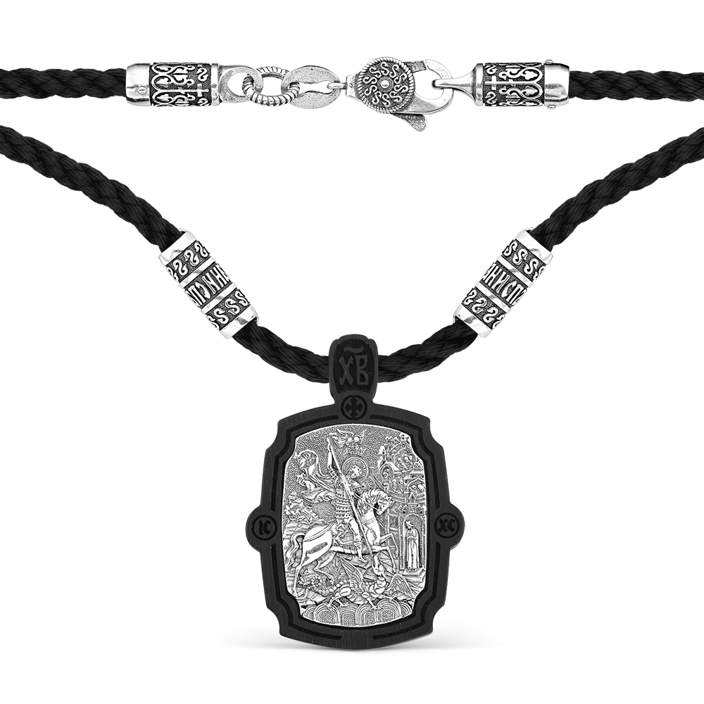 Ювелирное изделие - Шнур с подвеской из серебра и дерево Граб в магазине Best-Gold 157251