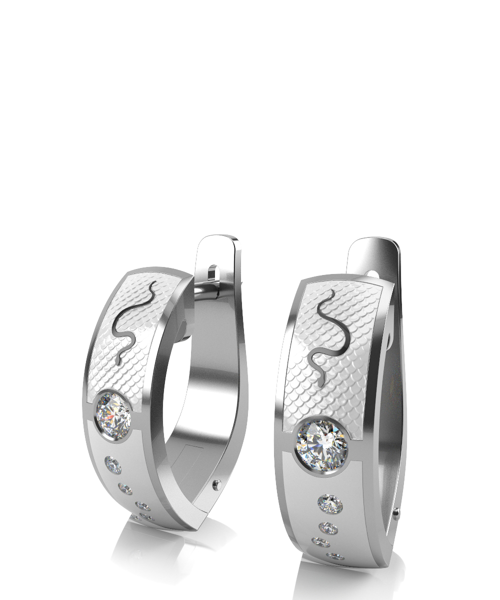 Ювелирное изделие - Серьги в серебре с фианитом в магазине Best-Gold 134607