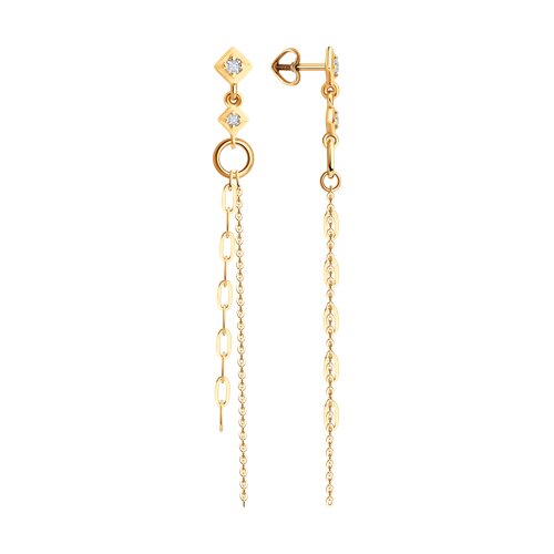 Ювелирное изделие - Серьги из красного золота с фианитами в магазине Best-Gold 152314