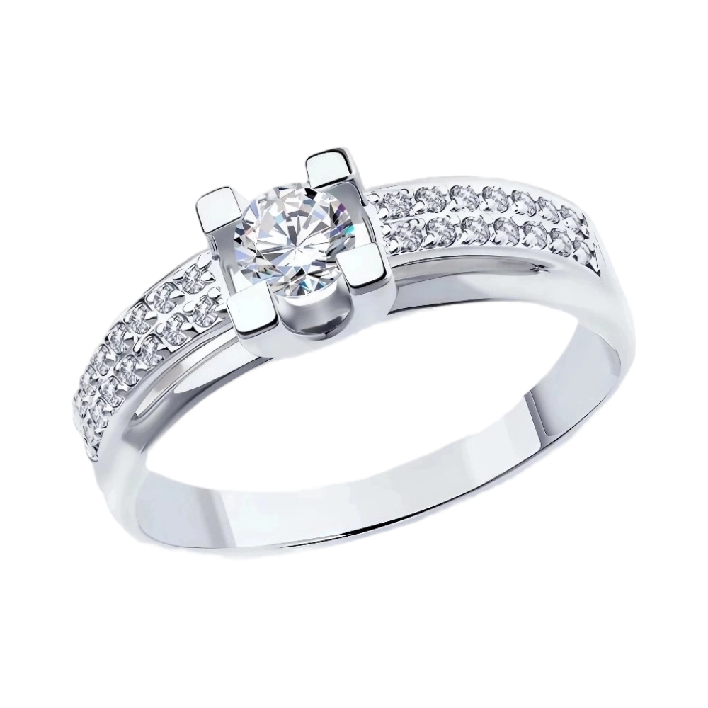 Ювелирное изделие - Кольцо из белого золота с фианитами в магазине Best-Gold 155706