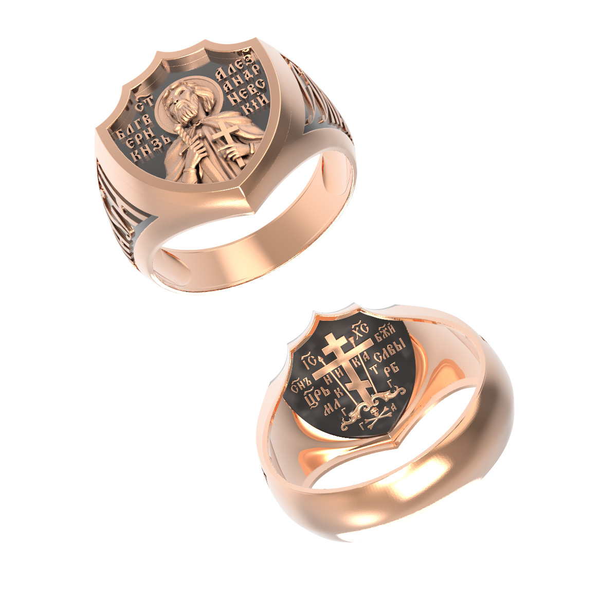 Печатка мужская из красного золота