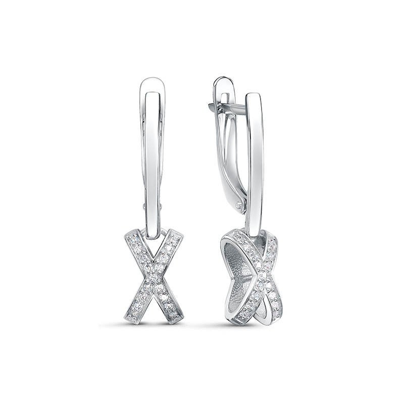 Серьги из серебра с фианитами