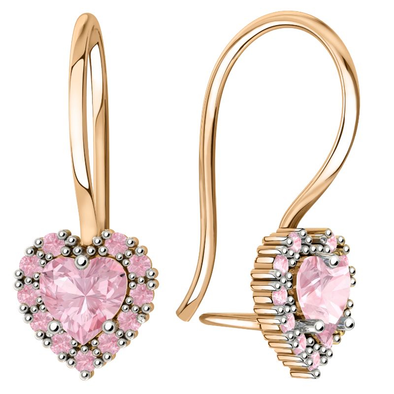 Ювелирное изделие - Серьги из красного золота с фианитами в магазине Best-Gold 146319