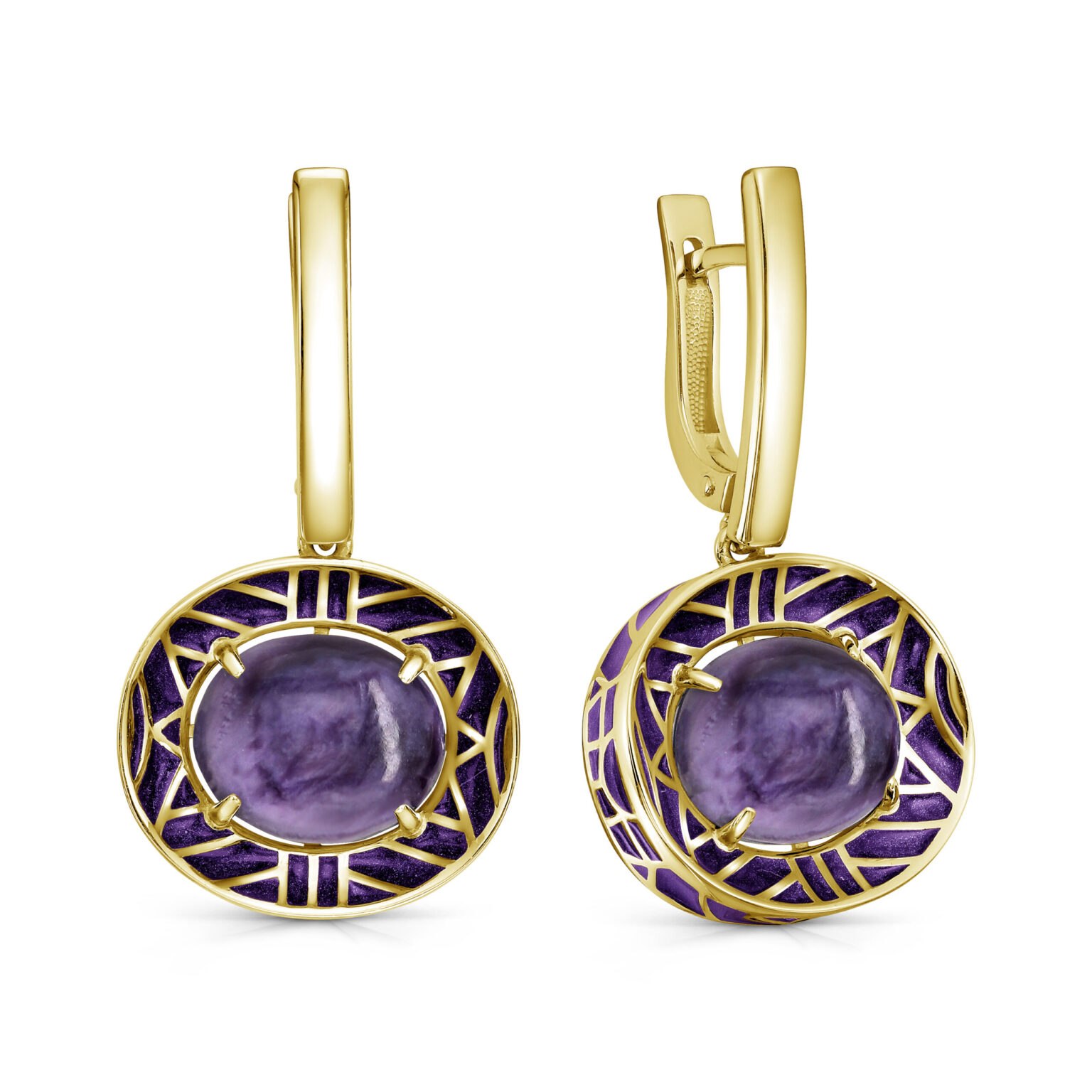 Серьги из серебра с чароитом