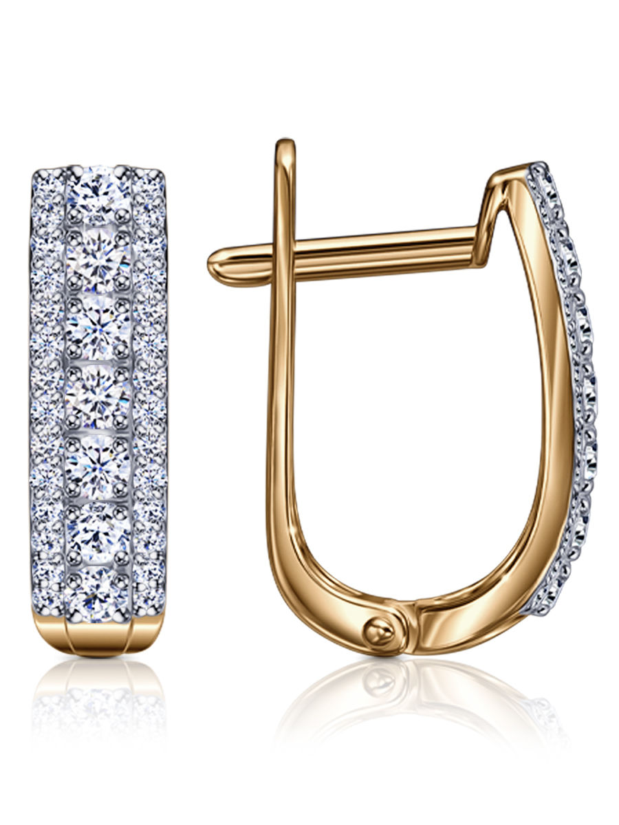 Ювелирное изделие - Серьги из красного золота с фианитами в магазине Best-Gold 150634