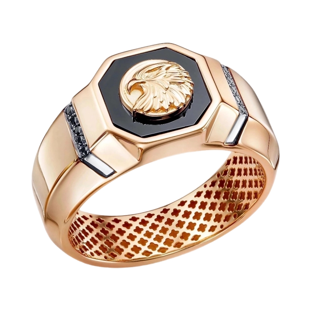 Ювелирное изделие - Кольцо из красного золота с ониксом в магазине Best-Gold 152060