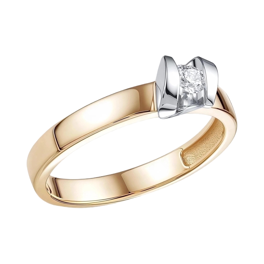 Ювелирное изделие - Кольцо из комбинированного золота с бриллиантом в магазине Best-Gold 119200