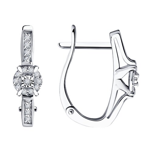 Ювелирное изделие - Серьги из белого золота с бриллиантами в магазине Best-Gold 159192