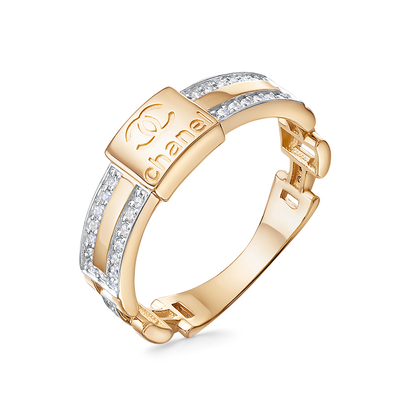 Кольцо из красного золота с фианитами