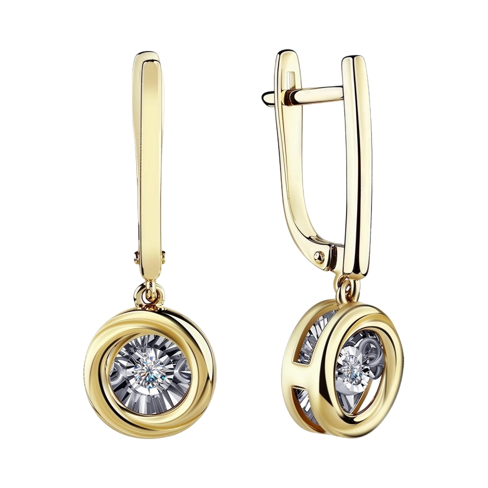 Ювелирное изделие - Серьги из желтого золота с бриллиантами в магазине Best-Gold 067465