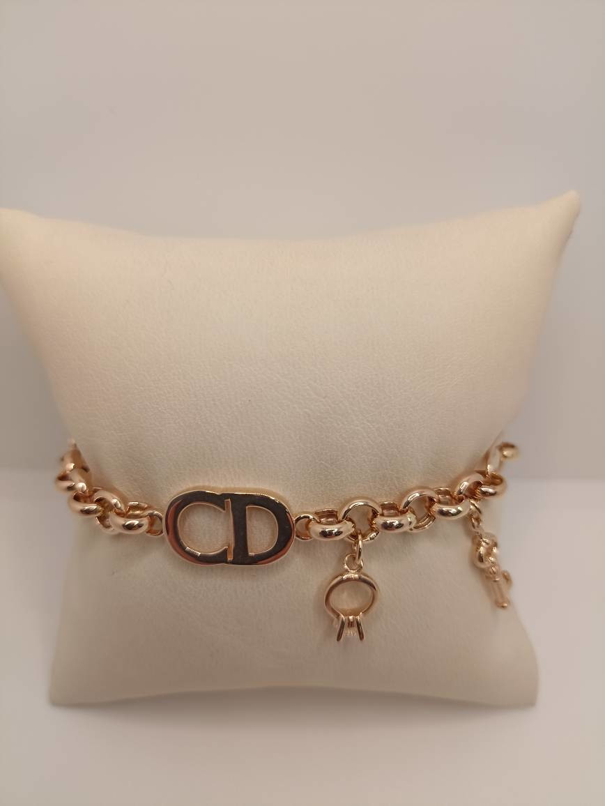 Браслет из красного золота с фианитами