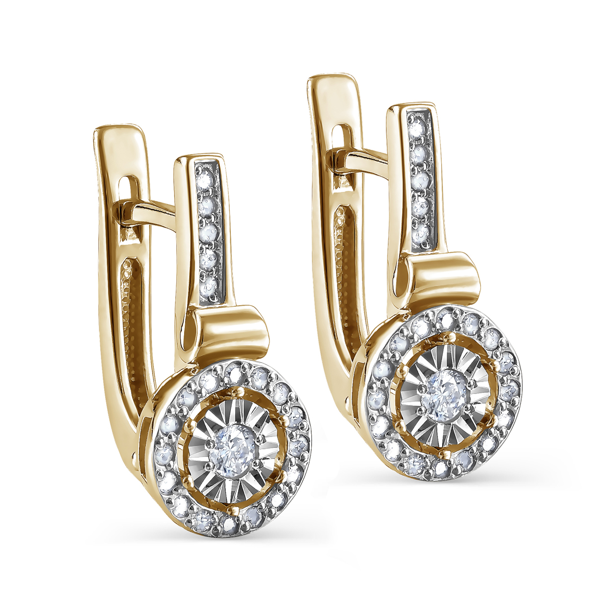 Ювелирное изделие - Серьги из желтого золота с бриллиантами в магазине Best-Gold 052597