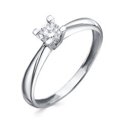 Кольцо помолвочное из белого золота с бриллиантом