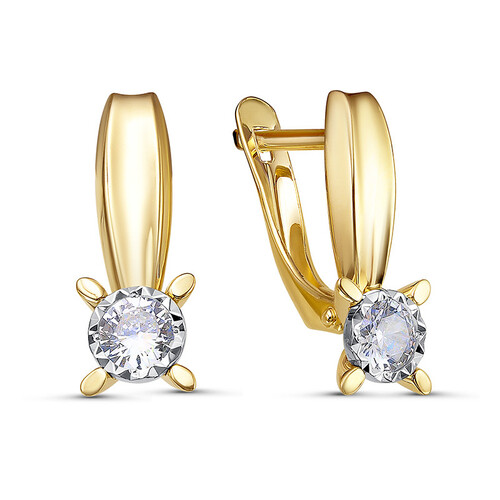 Ювелирное изделие - Серьги из жёлтого золота с фианитами в магазине Best-Gold 074251