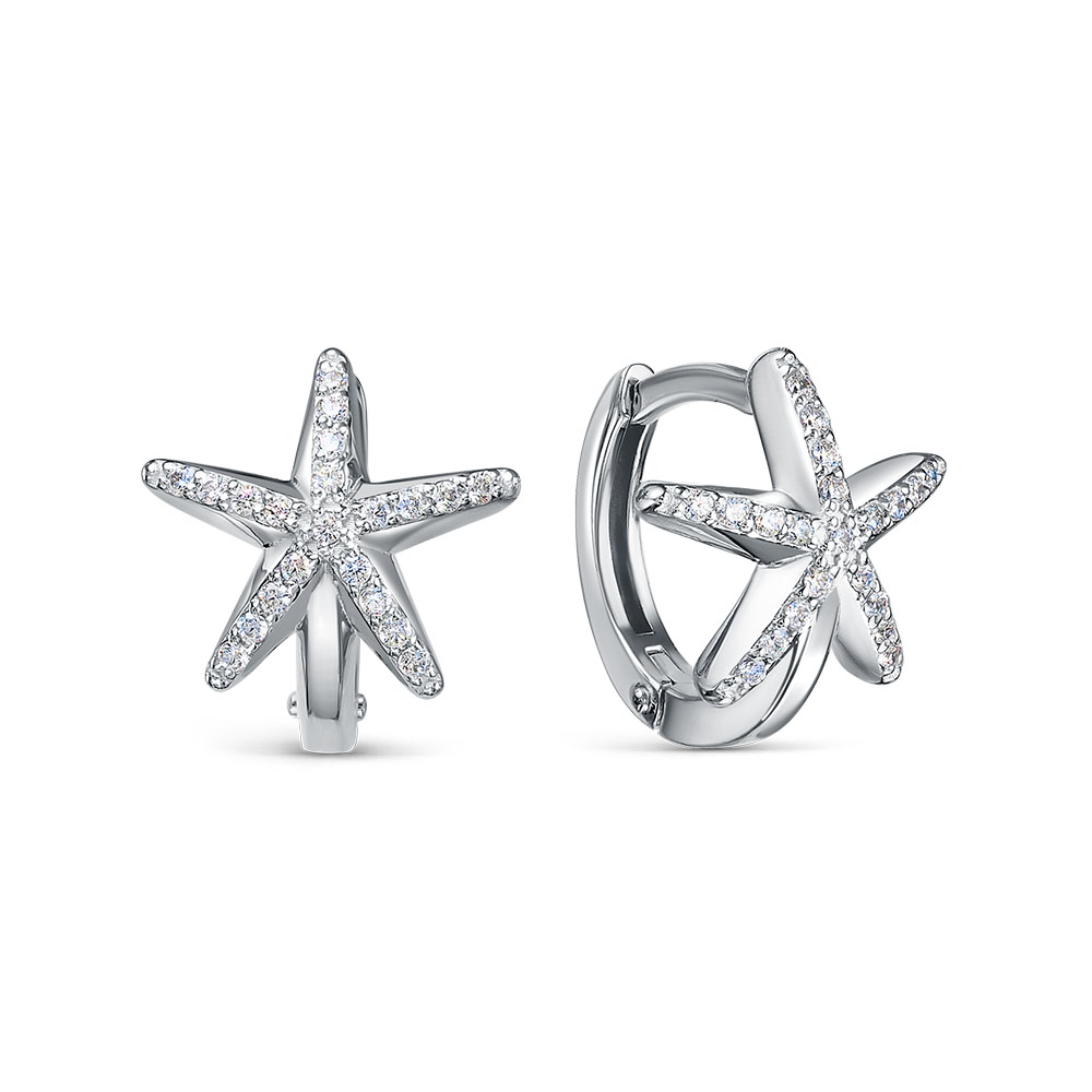 Серьги из серебра с фианитами