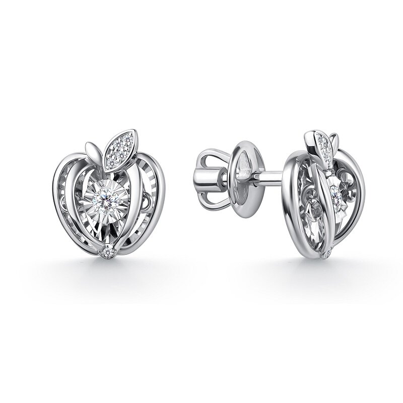 Ювелирное изделие - Серьги из белого золота с бриллиантами в магазине Best-Gold 155020