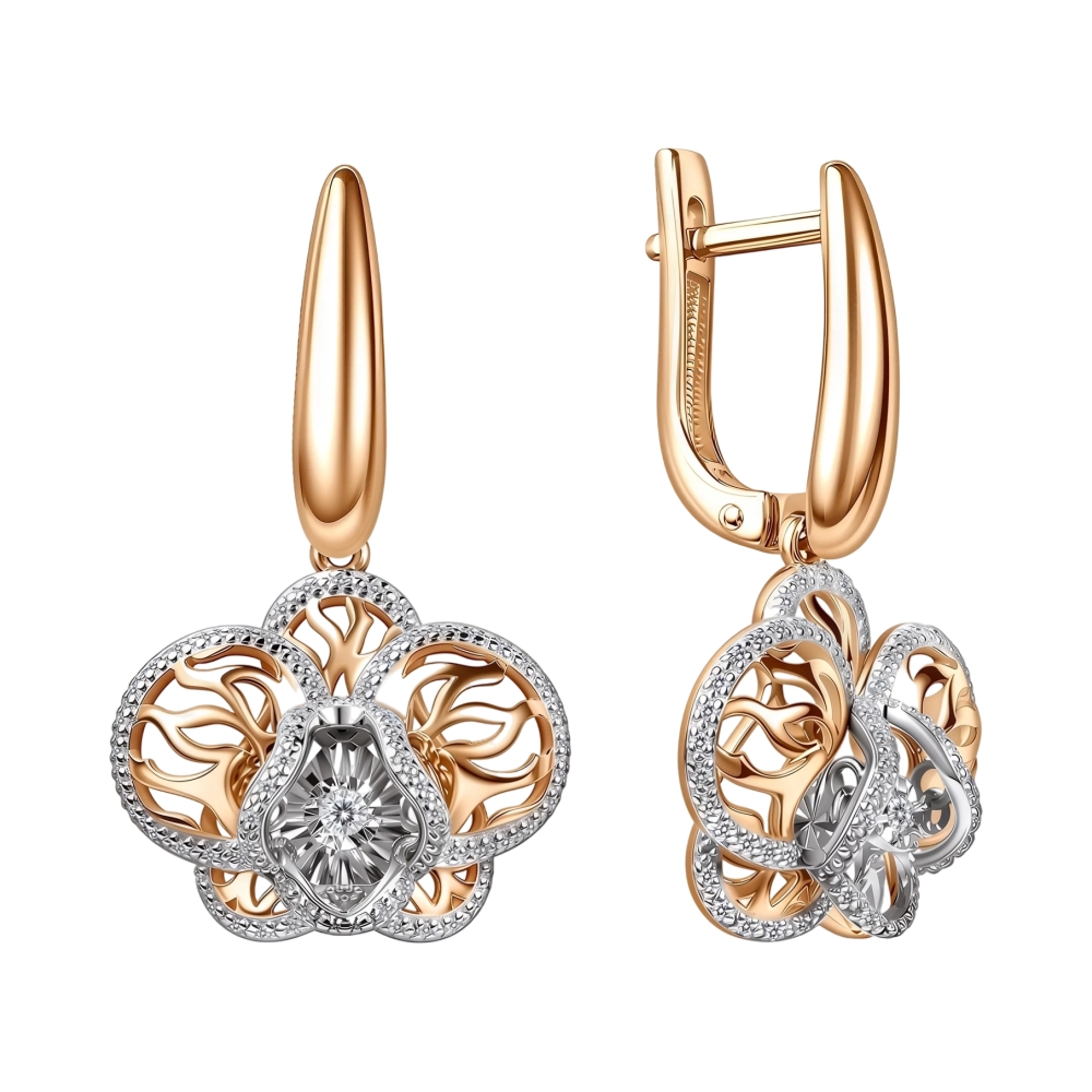 Ювелирное изделие - Серьги из красного золота с бриллиантами в магазине Best-Gold 156956