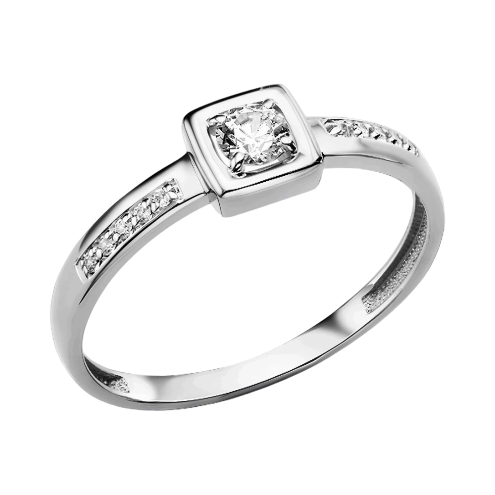 Ювелирное изделие - Кольцо помолвочное из белого золота с фианитами в магазине Best-Gold 097835