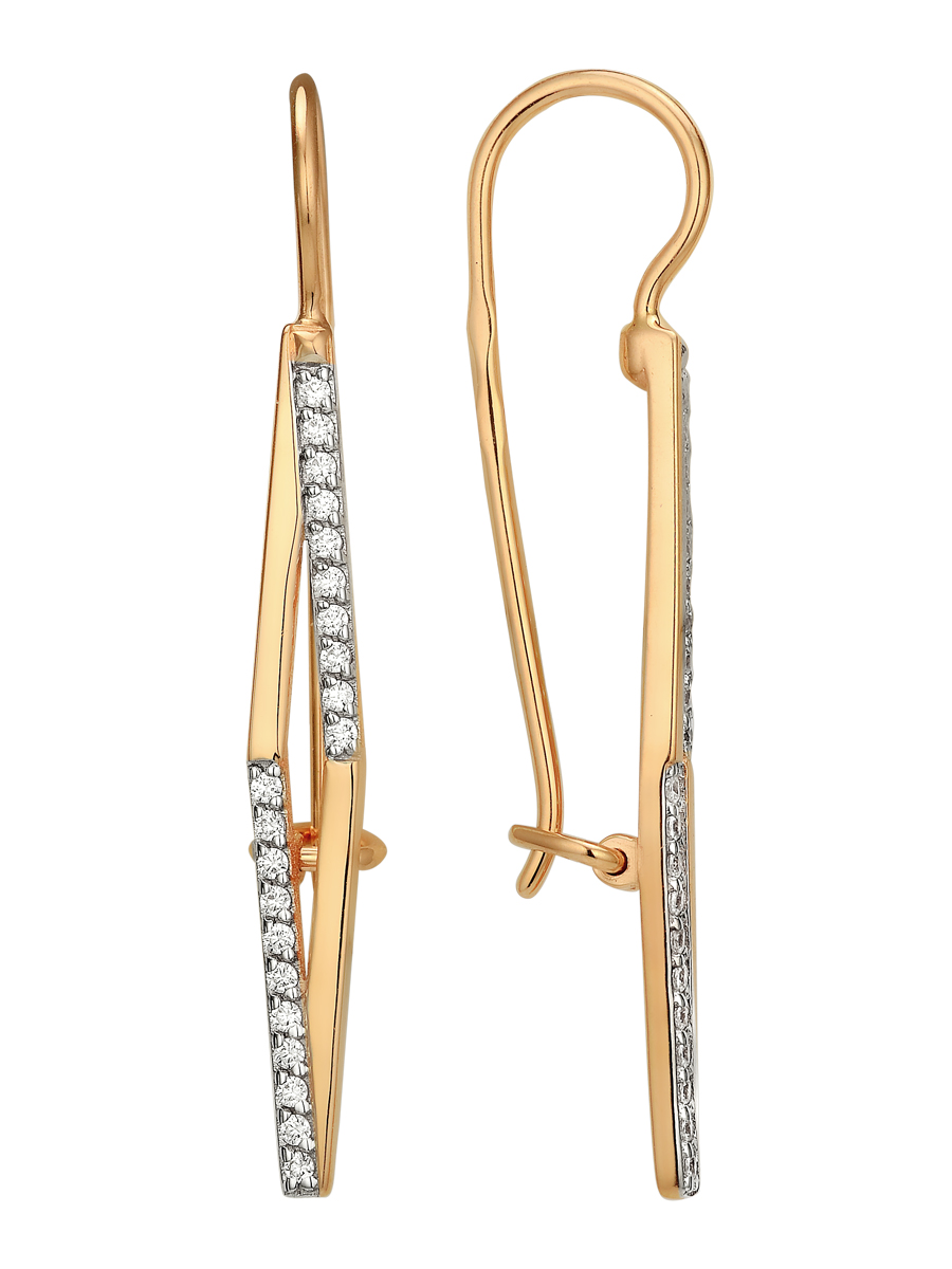 Ювелирное изделие - Серьги из красного золота с фианитами в магазине Best-Gold 129584