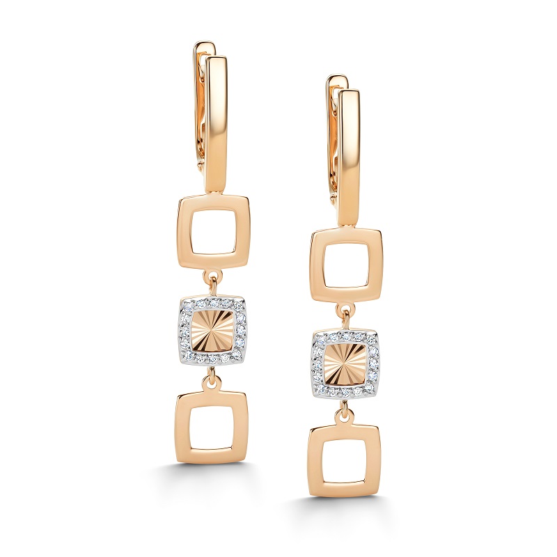 Ювелирное изделие - Серьги из красного золота с бриллиантами в магазине Best-Gold 154405