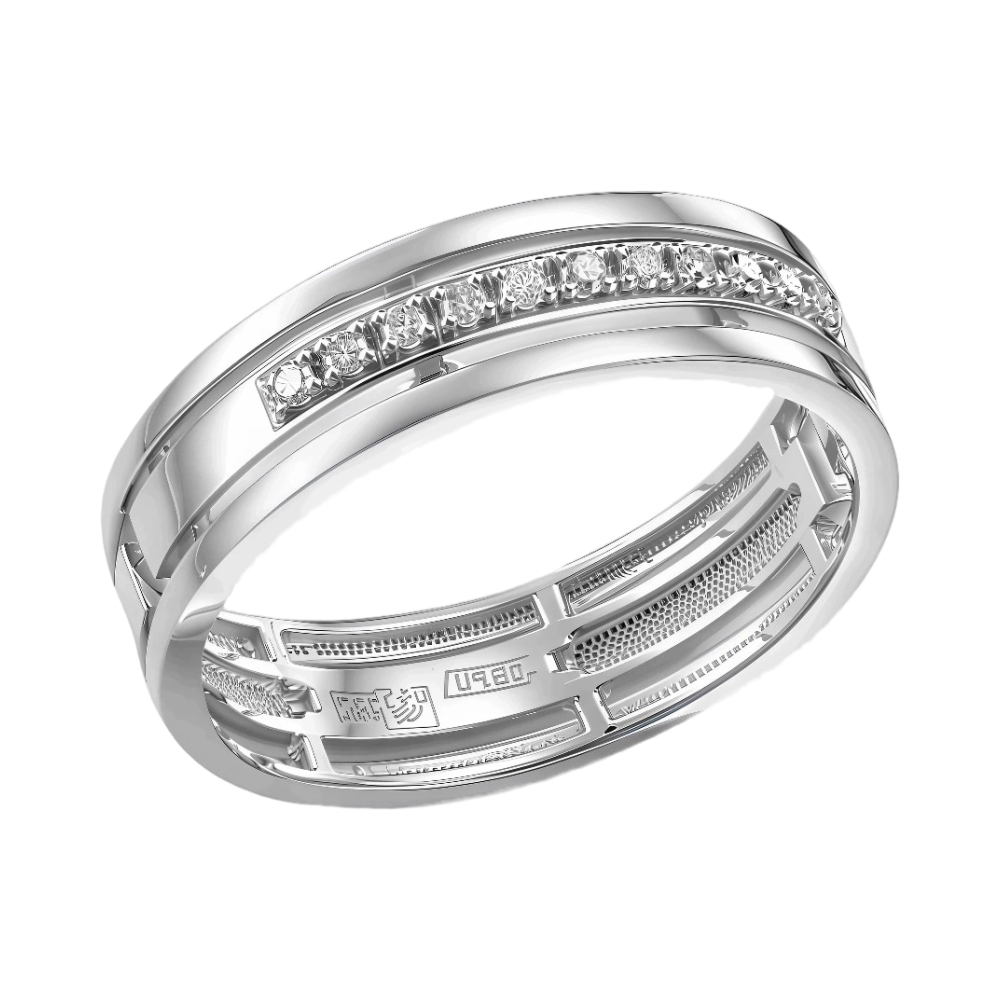 Ювелирное изделие - Обручальное кольцо из белого золота с бриллиантом в магазине Best-Gold 006819