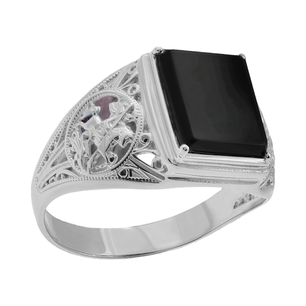 Ювелирное изделие - Мужская печатка из серебра с агатом в магазине Best-Gold 146385