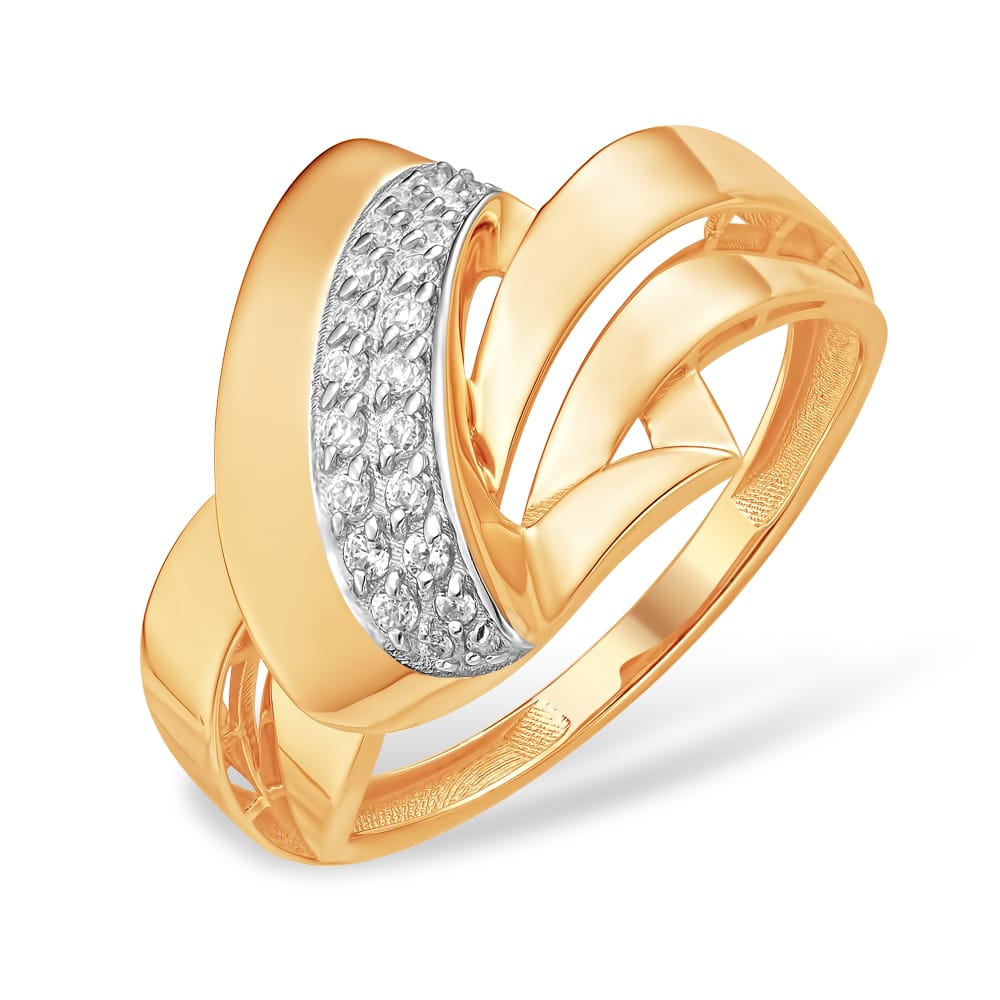 Кольцо из красного золота с фианитами