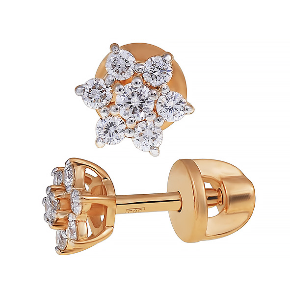 Ювелирное изделие - Серьги из красного золота с бриллиантами в магазине Best-Gold 153605