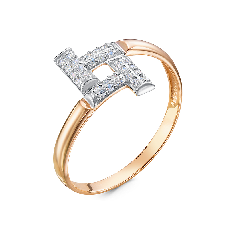 Кольцо из красного золота с фианитами