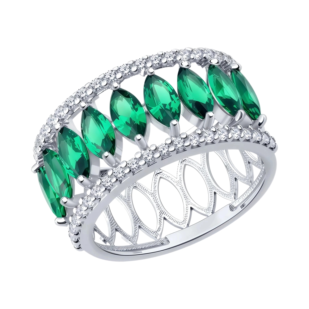 Ювелирное изделие - Кольцо из серебра с ситаллом и фианитами в магазине Best-Gold 152547