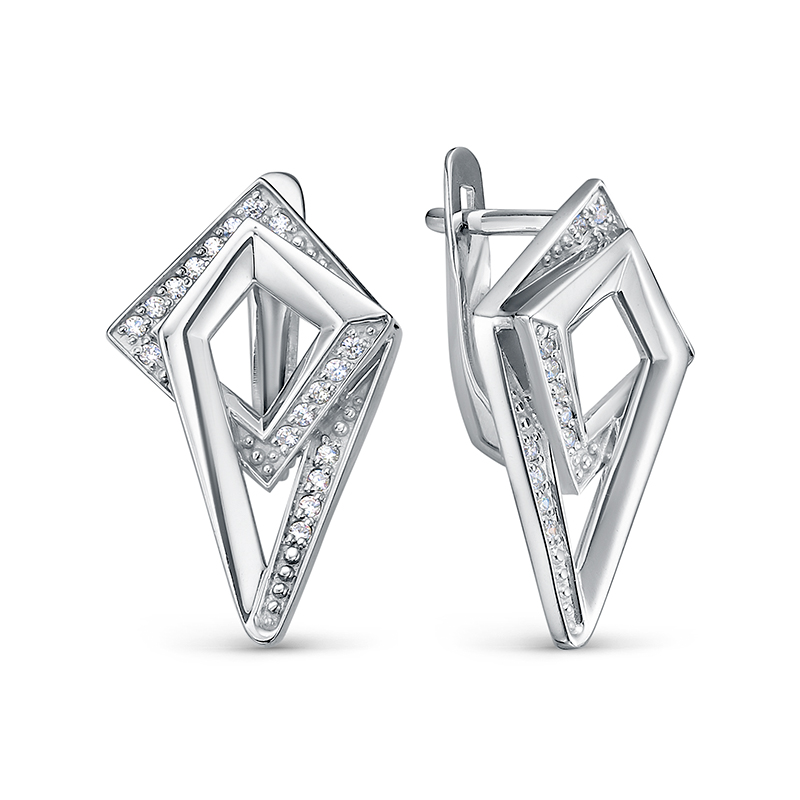 Ювелирное изделие - Серьги из серебра с фианитами в магазине Best-Gold 146937