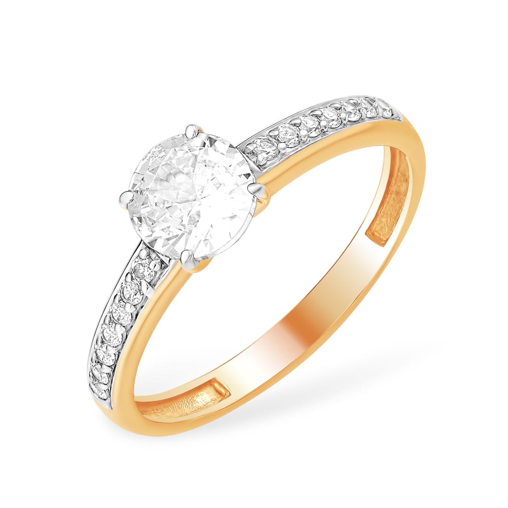 Кольцо из красного золота с фианитами