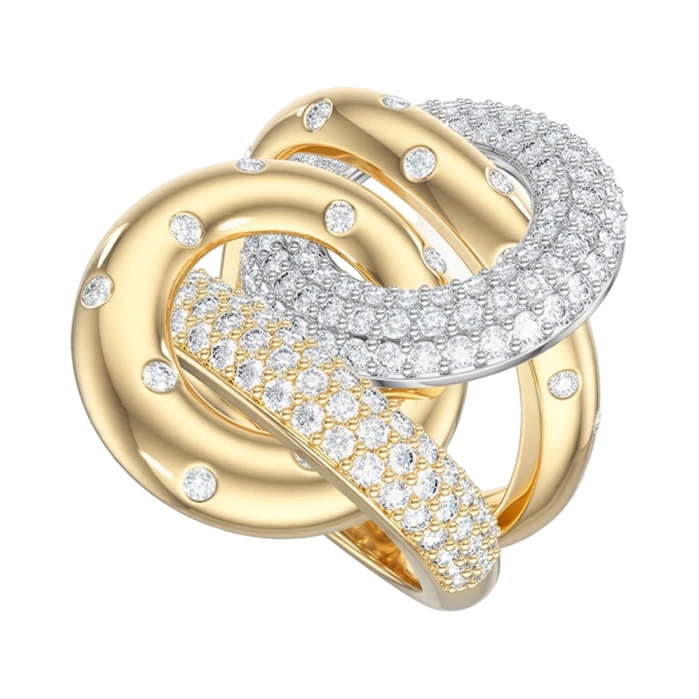 Кольцо из желтого золота с цитринами и фианитами