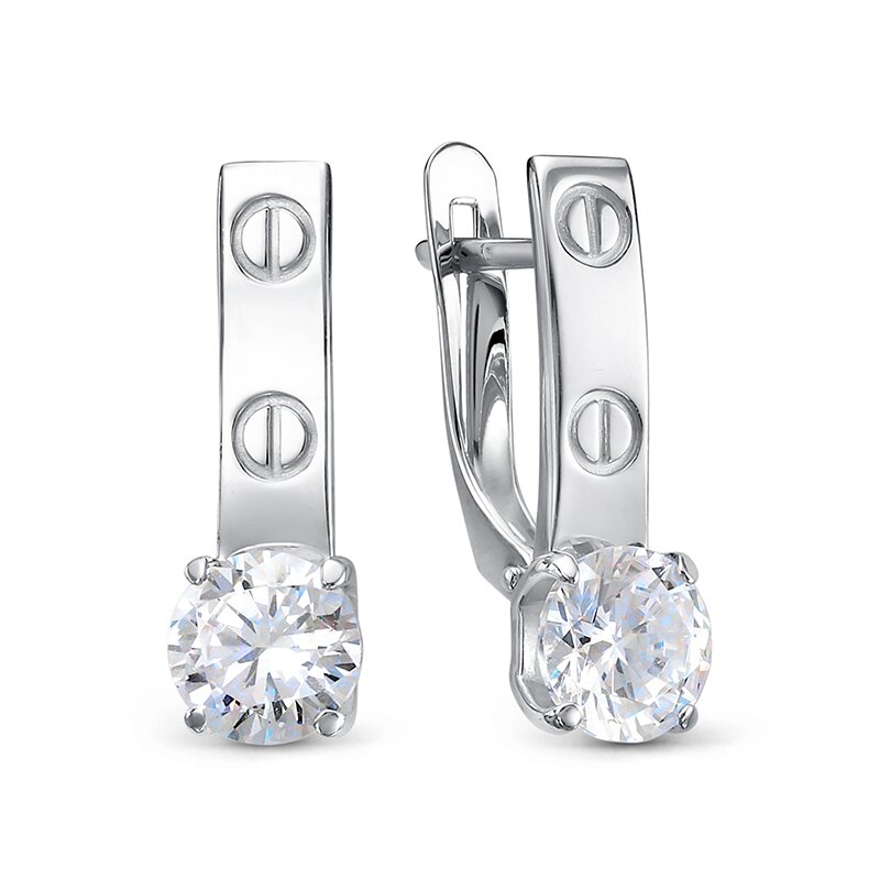 Серьги из серебра с фианитами