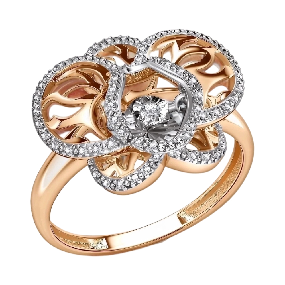 Кольцо из красного золота с бриллиантами