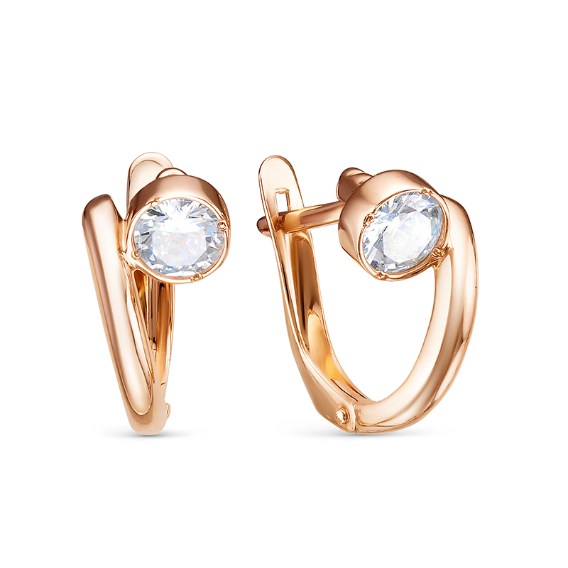 Ювелирное изделие - Серьги из красного золота с фианитами в магазине Best-Gold 133074