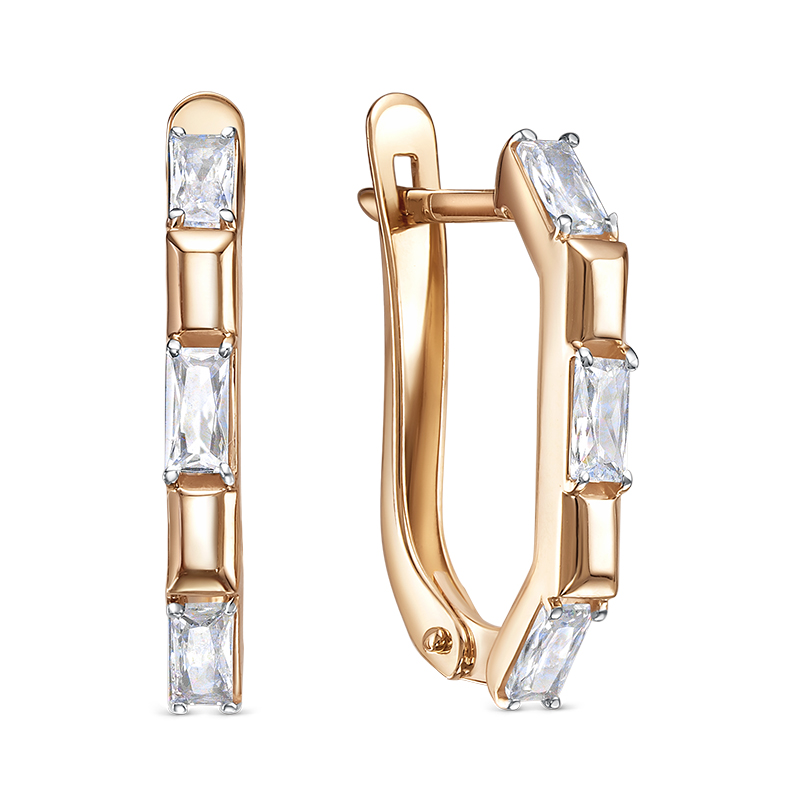 Ювелирное изделие - Серьги из красного золота с фианитами в магазине Best-Gold 140489