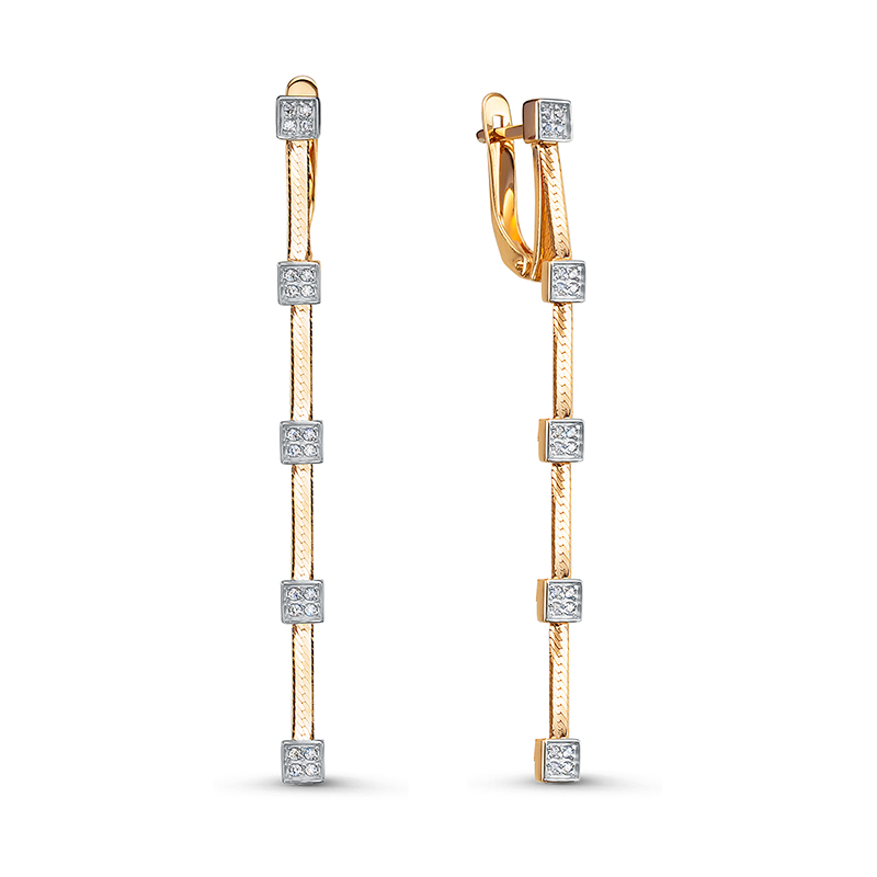 Ювелирное изделие - Серьги из красного золота с фианитами в магазине Best-Gold 133080