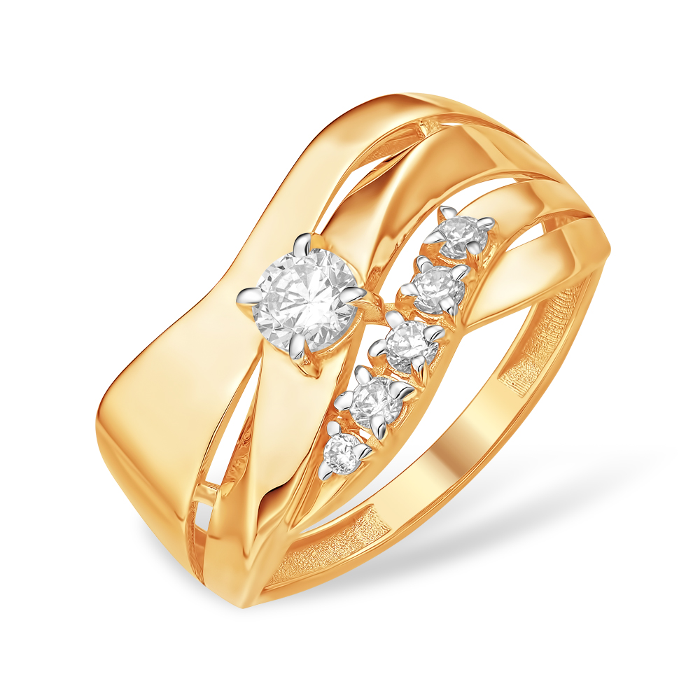 Кольцо из красного золота с фианитами