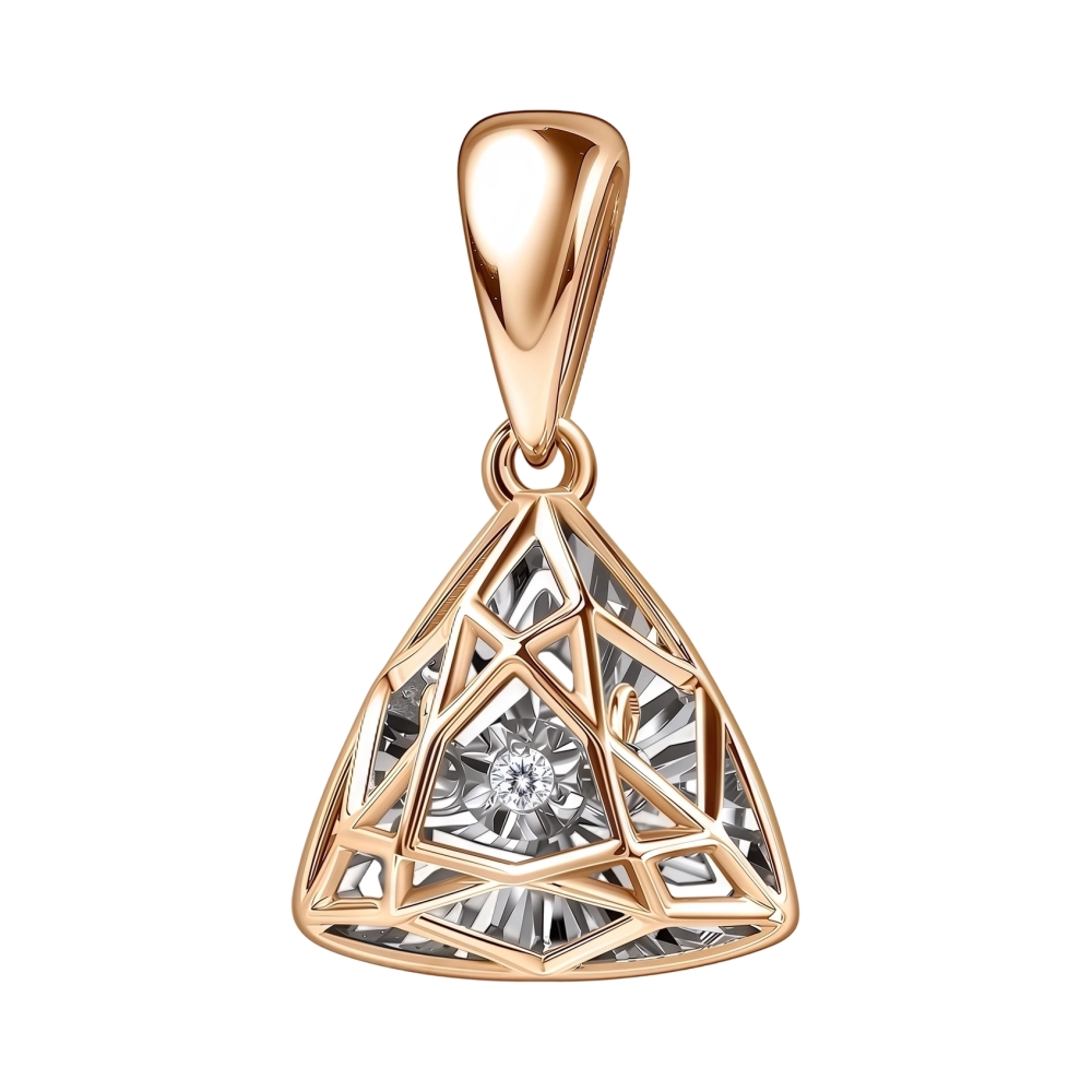 Подвеска из красного золота с бриллиантом